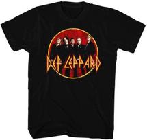 Def Leppard Circled Red Background Group Shot Men's T Shirt Rock Band Merch S
