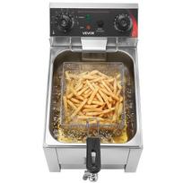 Commercial Electric Deep Fryer, Oil Filtration Upgrade, 6.8 L Oil Capacity, 2500W Stainless Steel Countertop Fryer with Basket and Lid, Temp Control,