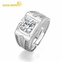 SACE GEMS Klasikinis vario lydinio cirkonio vyriškas žiedas Stilingas vyriškas žiedas open balta