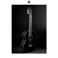 Šiaurės šalių fotoaparato gitara juoda balta foto siena meno drobė tapybos plakatas ir spausdintas sienos paveikslas gyvenamajam kambariui skandinaviško dekoro 21X30cm No Frame