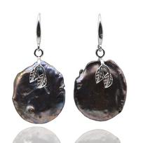 Juodi barokiniai perlų auskarai lašai perdėtas blockbuster natūralaus perlo pakabukas madingi moteriški auskarai Imitation Rhodium Plated black