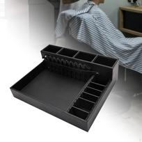 Barber Tray Hair Non-Slip PU Leather Case Hairdressing Combs Scissor Holder Clips Small