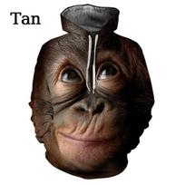 Juokingas orangutangas/beždžionė 3D spausdintas gyvūno gobtuvas Madingi gatvės drabužiai Megztinis ilgomis rankovėmis Gatvės drabužių viršūnės 4XL