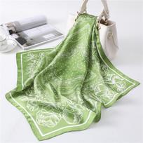 Madingos spaudos šilkinės plaukų juostos Skara Moterys Pavasaris Nauja Elegantiška Gėlių Bandana Kaklo skarelė Galvos juostos Foulard Moteriškos skaros One Size beige