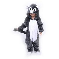 Vaikiškas kigurumi pižamos vilko katės miegmaišis Onesie Animal Cosplay kostiumas su gobtuvu, skirtas vaikams mergaitei 6T juoda