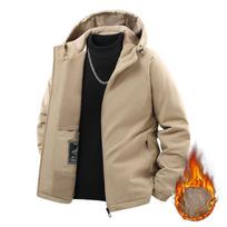 Fleece Storesnis Striukė Šiaurės Vyriška Vyrų ir Moterų Rudens ir Žiemos Su Gobtuvu Darbinė Striukė M chaki