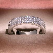 Classic 3 Rows Promise Ring Silver Color Pave AAAAA Cubic Zircon Wedding Band Rings For Women Bridal Statement 6