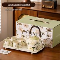Camellia Garden Bone Porcelain Teapot Set