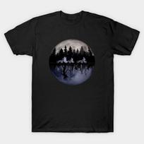 Men Black Print T-shirt Stranger Things The Upside Down Moon Graphic No-Cut Transfer Paper Print Cotton Tshirt 4XL juoda