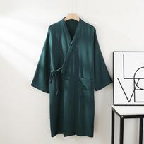 Kimono Chalatai Vyriškiems Pižamoms Medvilnės Siūlų Chalatas Kaklaraištis Megztukas Ploni Namų Drabužiai Poros Chalatai One Size žalia