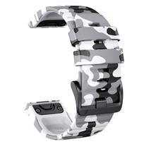 Sportinis kamufliažinis silikoninis dirželis For Garmin Fenix 7 7X Pro Solar Laikrodžio dirželis For Epix Pro (2 gen) 47mm 51mm Apyrankės Aksesuarai QuickFit 26mm balta