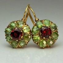 1Pair of Retro Bohemian Green Round Pendant Earrings for Holiday Parties, Anniversaries žalia
