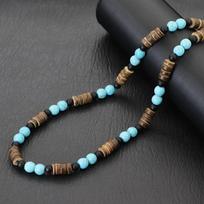 Rankų darbo vyriškas natūralaus kokoso kevalo medinis karoliai 18 colių Choker apykaklė 8 mm lavos tigro akies akmens gydomieji kaklo aksesuarai gray