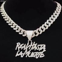Hip Hop Raidės Pakabukas Kubietiška Grandinėlė Vyrams Blizganti Cirkonio Aukso Sidabro Spalvos Madingas Punk Stiliaus Vakarėlio Papuošalas Dovana white