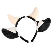 68Ua 1Piece Cow Costume Set,Cow Ears Headband Gloves With Tail For Halloween Cosplay Dressing Up Fancy Costumes