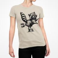 Playful Raccoon on Roller Skates Softstyle T-Shirt 3XL
