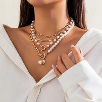 Pearl Conch Clavicle Chain Bohemian Style Starfish Choker Trendy Shell Multilayer Necklace  Girls style4
