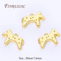 20x14mm 18K Gold Plated Brass Horse Charms For Bracelets,Animal Pendants For Necklaces Jewelry Making Supplies,Earrings Findings 2 pieces