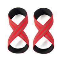 Oem Custom Logo Adjustable Lifting Wrist Straps Non-slip Gym Training Powerlifting Fitness Equipment Weightlifting Strap raudona