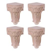 Carved Wood Furniture Legs Set of 4 Decorative Table Legs Suitable for Bathroom Cabinets Tea Tables Nightstands One Size