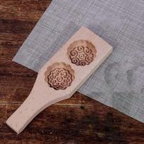Natural Wood Wooden Mooncake Mold Double Slot Traditional Dessert Press  Asian Dessert Making Style 1