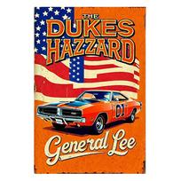 HD Metalinis skardinis ženklas Vintažinis The Dukes of Hazzard General Lee automobilio plakatas Sienų dekoras Garažui, vyriškam kampeliui, barui, namų dekoravimui 20x30cm（7.8x11.8inch）