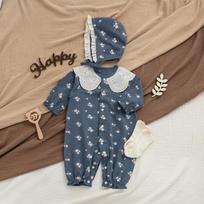 Baby Onesie with Snap Fasteners: Lightweight, Spring/Summer Style for Crawling and Outings, Full Moon Design. 80cm