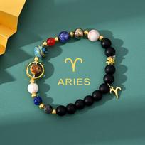 Cross-Border Explosions 12 Constellations Eight Planets Cute Hologram Handmade Beaded Men Women String Frosted Black Natural žalia