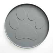 Food Grade Eco-Friendly Silicone Round Pet Pad with Single Footprint Print Pattern for Small Animals Feeding Mat (Grey,27.5*27.5cm) pilka