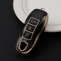 TPU automobilio raktų dėklas-dangtelis Porsche Cayenne 958 911 Lepin 996 Macan Boxster Panamera 718 971 9YA Panamera 997 944 924 Raktų pakabukas juoda