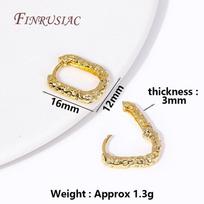 18K Real Gold Plated Women's Earrings Jewelry Accessories Fashion Brass Heart/U Loop Earrings Hoops Female 1 Pair
