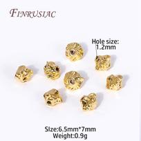 6.5X7MM 18K Gold Plated Delicate Flower Spacer Beads Brass Metal Separators Beads DIY Beading Jewelry Making Supplies Wholesale 5 pcs