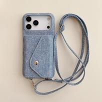 Lanyard Phone Case for iPhone 17 Air 16E 15 14 11 Pro Max 13 12 11 Mini X XS XR 8 Plus Wallet Card Holder Leather Cover iPhone 12 mini mėlyna