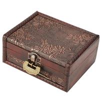Wooden Jewelry Box with Lock Retro European Style Jewellery Storage Case Treasure Chest Box for Rings Earrings Necklace