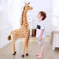 Didelio dydžio tikroviška pliušinė žirafa, minkštas gyvūnas, minkšta lėlė vaikams, namų dekoras, gimtadienio dovana 45cm beige