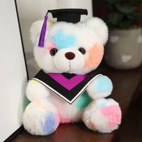 Doctor Hat Teddy Bear Doll Plush Toy Small Sitting Tie-Dye Bear Doll Boys Girls Students Graduation Gift Cartoon Animals Dolls 23cm