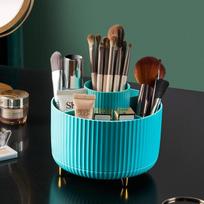 Round Desktop Pen Holder Orange Makeup Brush Holder 360 Degree Rotating Desktop Pencil Pen Holder Desk Organizer Office Supplies žalia