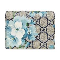 [Pre-Owned] Gg Blooms Beige Coated Canvas Floral Print Card Holder Gold Hardware - Excellent #GHO0F2 ONE SIZE