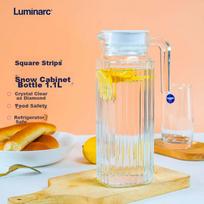 Luminarc Glass Water Pitcher Cold Water Jug Refrigerator Pitcher Large Capacity Square Transparent Tea Pot for Home Use 1.1L Cold Water Jug