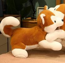 Japan Akita Canis lupus Dog Plush Toy Stuffed Soft Touch Long Plush Lifelike Shiba Inu Dog Doll Birthday Gift for Boy Present about 37-40cm