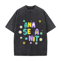 Colorful Retro Manana Bonita Floral Washed Faded Vintage Short Sleeve Fashion Versatile Daily Tee 2XL