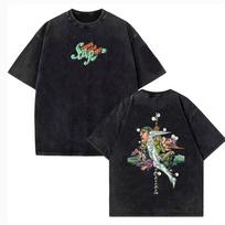 Anime JoJo Bizarre Adventure Tshirts Gyro Zeppeli Manga Graphic Print Tshirt Men Women Vintage Washed Cotton Casual T Shirt M