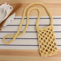 Fashion Portable Crossbody Phone Bag Solid Color Crochet Lightweight Phone Purse Hollow-out Woven Handbag Gifts geltona