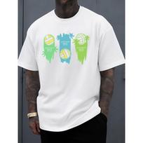 European Size Volleyball Palm Print T-Shirt for Men, White, Elegant and Casual Regular Fit, Crew Neck, Short Sleeves, Slight Stretch Fabric S balta