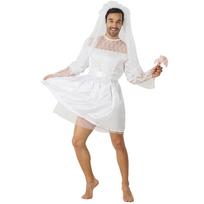 Trendy Large Male Bride Outfit For Cosplay Events And Theatrical Performances In Polyester white
