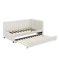 Pillow Bed Upholstered 90x200cm Pull-Out Sofa Bed Multifunctional with Slatted Children Frame Youth Beds Guest Beds Velvet Fabric Gray smėlis