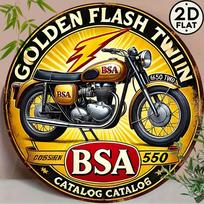 BSA Klasikinis Vintage x Apvalus Metalinis Skardinis Ženklas Auksinė Perkūno Sienos Dekoras 20x20cm(8x8inch) yellow