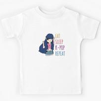 EAT - SLEEP - K-POP - REPEAT Anime Girl (Blue Hair) Kids T-Shirt 140