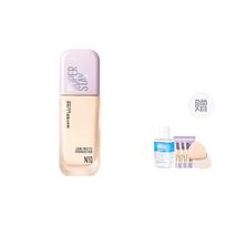 Maybelline SUPERSTAY light and long-lasting makeup foundation - liquid foundation N10 35ml  liquid foundation sample 10ml3powder puff1makeup remover 4 rožinė