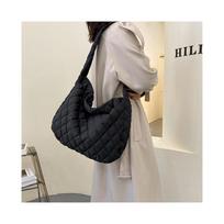 (Black) Capacity  Large Crossbody Bag With Zipper And Diamond Grid Design For Womens